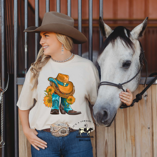 Turquoise Boots Western T-Shirt