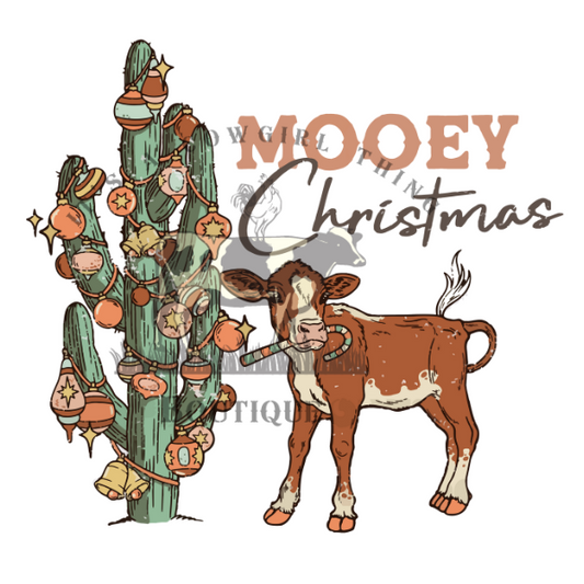 Cow with Christmas Tree Heat Transfer