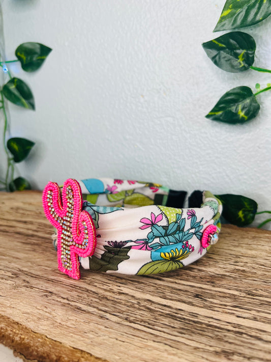 Pink Cactus Western Headband